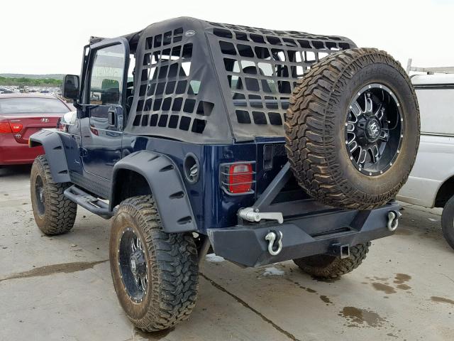 1J4FA49S61P338699 - 2001 JEEP WRANGLER / BLUE photo 3