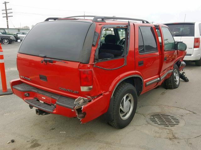 1GNDT13W912148496 - 2001 CHEVROLET BLAZER RED photo 4