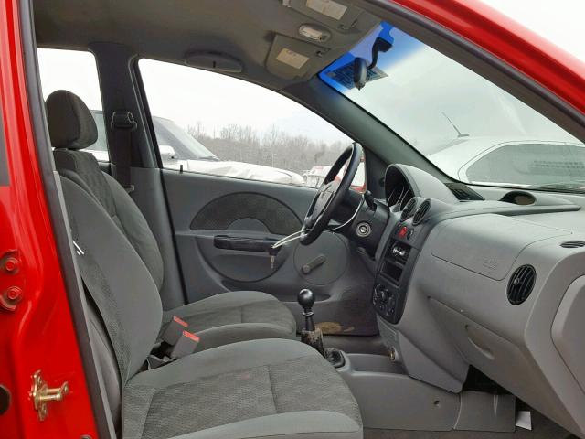 KL1TD62605B407194 - 2005 CHEVROLET AVEO BASE წითელი ფოტო 5