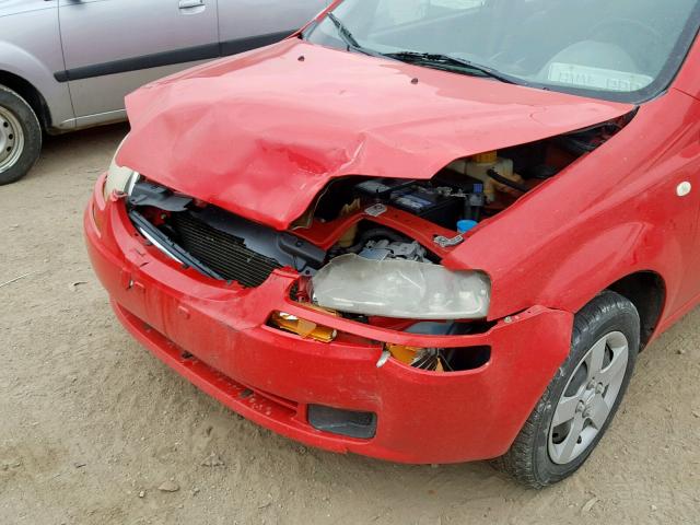 KL1TD62605B407194 - 2005 CHEVROLET AVEO BASE წითელი ფოტო 9