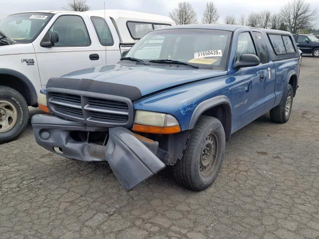 1B7GL12X42S720236 - 2002 DODGE DAKOTA BAS BLUE photo 2