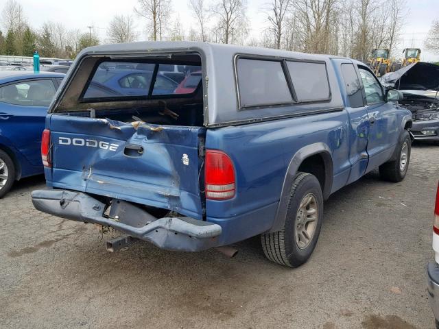 1B7GL12X42S720236 - 2002 DODGE DAKOTA BAS BLUE photo 4