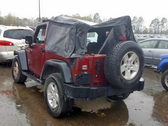 1J4FA24147L200081 - 2007 JEEP WRANGLER X MAROON photo 3