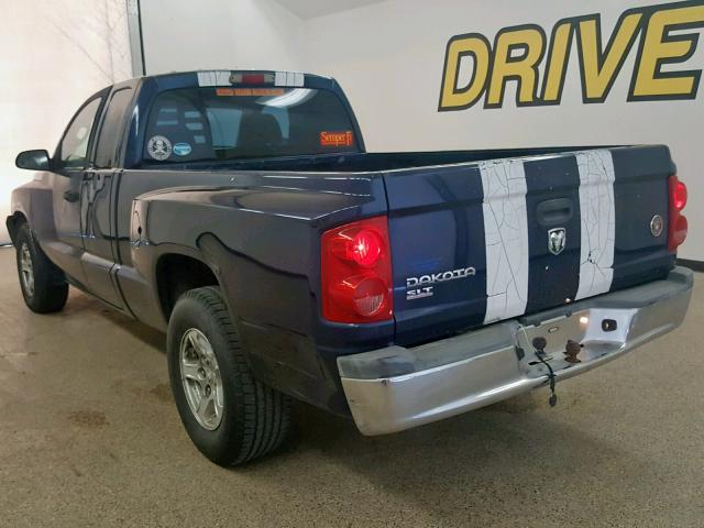 1D7HE42K95S187086 - 2005 DODGE DAKOTA SLT BLUE photo 3