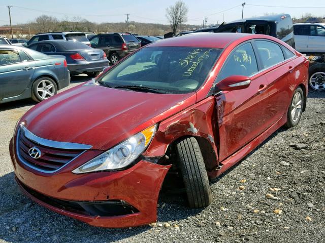 5NPEB4ACXEH862183 - 2014 HYUNDAI SONATA GLS RED photo 2