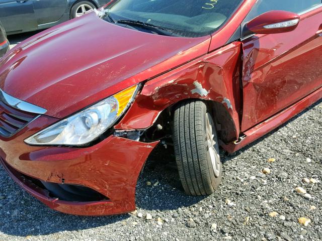 5NPEB4ACXEH862183 - 2014 HYUNDAI SONATA GLS RED photo 9