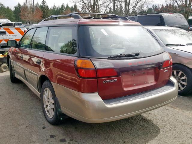 4S3BH675X47614654 - 2004 SUBARU LEGACY OUT RED photo 3