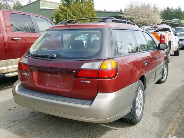 4S3BH675X47614654 - 2004 SUBARU LEGACY OUT RED photo 4