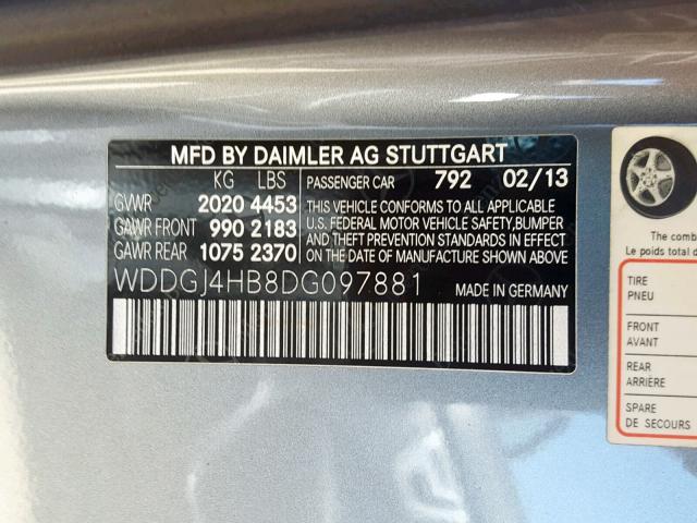 WDDGJ4HB8DG097881 - 2013 MERCEDES-BENZ C 250 GRAY photo 10