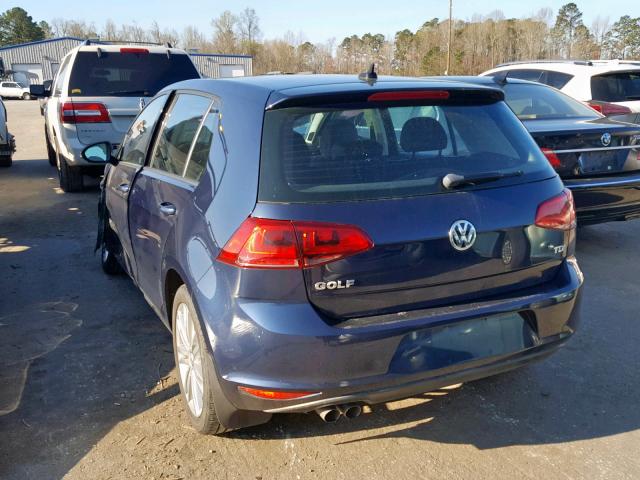 3VW2A7AU7FM043706 - 2015 VOLKSWAGEN GOLF TDI BLUE photo 3