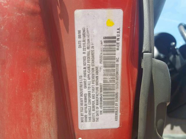 4S3BG6854V7608027 - 1997 SUBARU LEGACY OUT RED photo 10