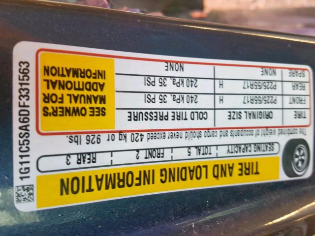 1G11C5SA6DF331563 - 2013 CHEVROLET MALIBU 1LT BLUE photo 10