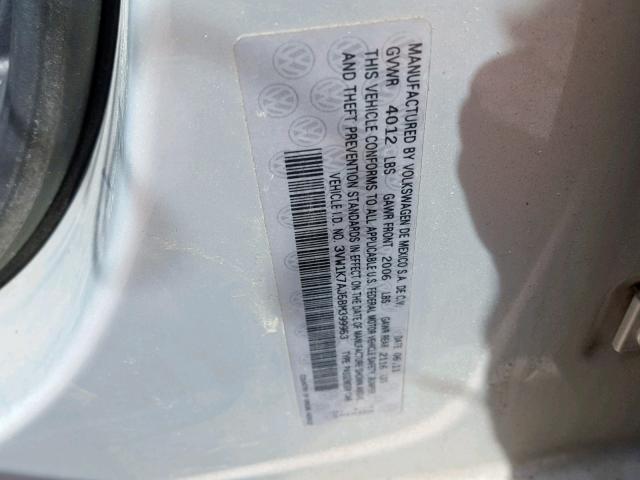 3VW1K7AJ5BM399953 - 2011 VOLKSWAGEN JETTA BASE SILVER photo 10