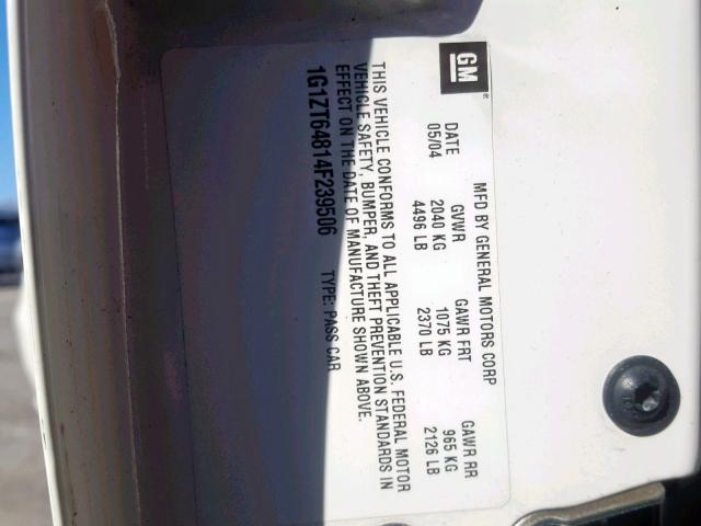 1G1ZT64814F239506 - 2004 CHEVROLET MALIBU MAX 白色 照片 10