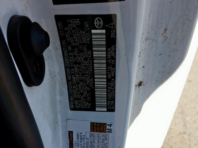 JTKDE177650037436 - 2005 TOYOTA SCION TC WHITE photo 10