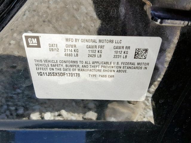 1G11J5SX5DF170178 - 2013 CHEVROLET MALIBU LTZ 黑色 照片 10