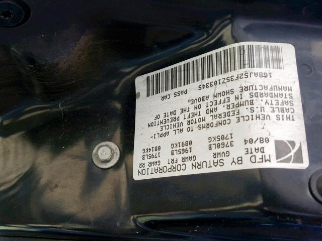 1G8AJ52F35Z103345 - 2005 SATURN ION LEVEL GRAY photo 10