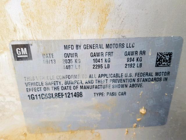 1G11C5SL8EF121498 - 2014 CHEVROLET MALIBU 1LT 棕色 照片 10