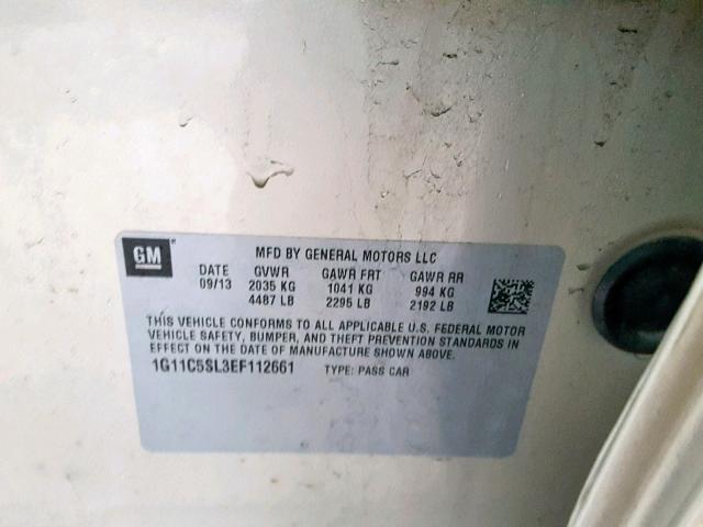 1G11C5SL3EF112661 - 2014 CHEVROLET MALIBU 1LT 金色 照片 10