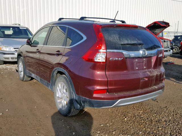 2HKRM4H79GH129338 - 2016 HONDA CR-V EXL BURGUNDY photo 3