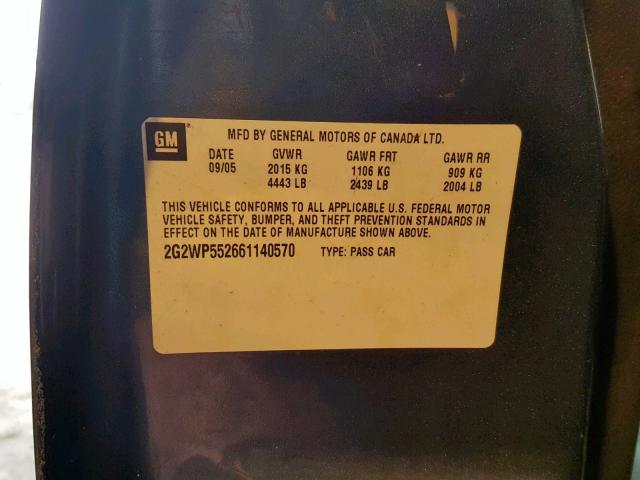 2G2WP552661140570 - 2006 PONTIAC GRAND PRIX BLUE photo 10