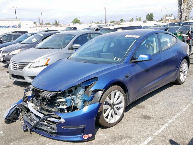 5YJ3E1EA1JF035932 - 2018 TESLA MODEL 3 BLUE photo 2