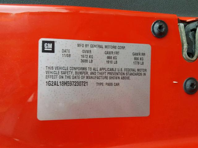 1G2AL18H597230721 - 2009 PONTIAC G5 RED photo 10
