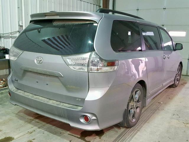 5TDXK3DC1GS736225 - 2016 TOYOTA SIENNA SE SILVER photo 4