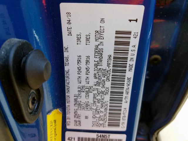 5TFAZ5CN9JX063671 - 2018 TOYOTA TACOMA DOUBLE CAB  照片 10