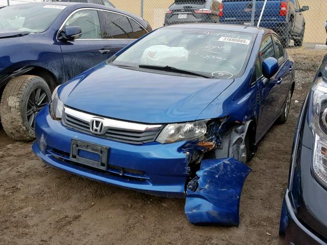 2HGFB2F45CH019302 - 2012 HONDA CIVIC LX BLUE photo 2