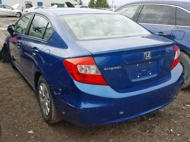 2HGFB2F45CH019302 - 2012 HONDA CIVIC LX BLUE photo 3