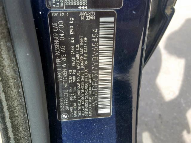 WBADP6347YBV65454 - 2000 BMW 528 IT AUT BLUE photo 10