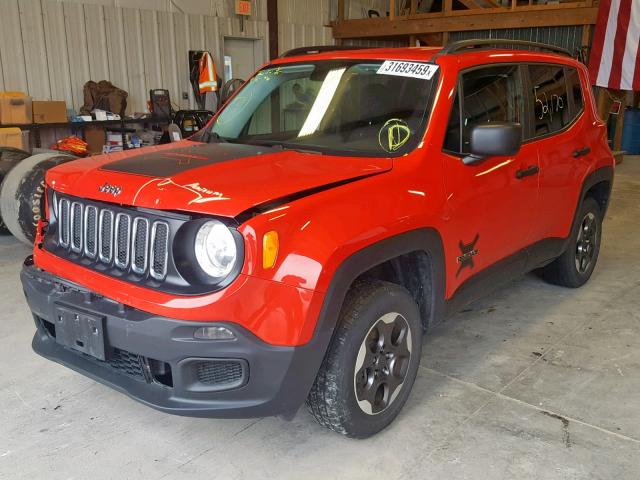 ZACCJBAB0HPE66992 - 2017 JEEP RENEGADE S წითელი ფოტო 2