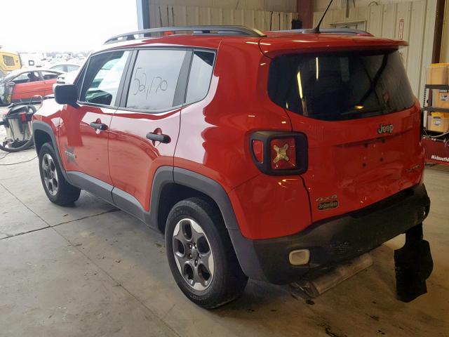 ZACCJBAB0HPE66992 - 2017 JEEP RENEGADE S წითელი ფოტო 3