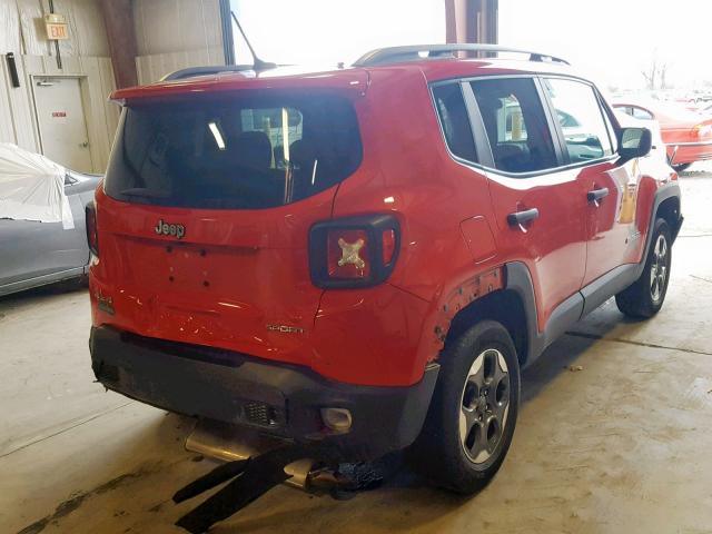 ZACCJBAB0HPE66992 - 2017 JEEP RENEGADE S წითელი ფოტო 4