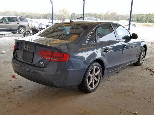 WAULF78K19N017185 - 2009 AUDI A4 2.0T QU BLUE photo 4