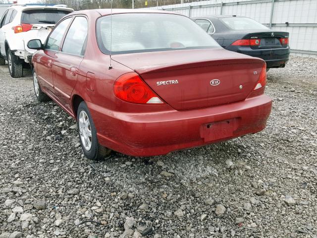 KNAFB121135302210 - 2003 KIA SPECTRA BA RED photo 3