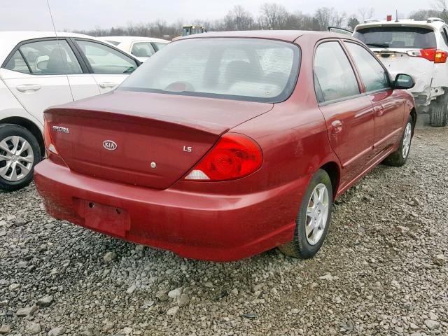 KNAFB121135302210 - 2003 KIA SPECTRA BA RED photo 4