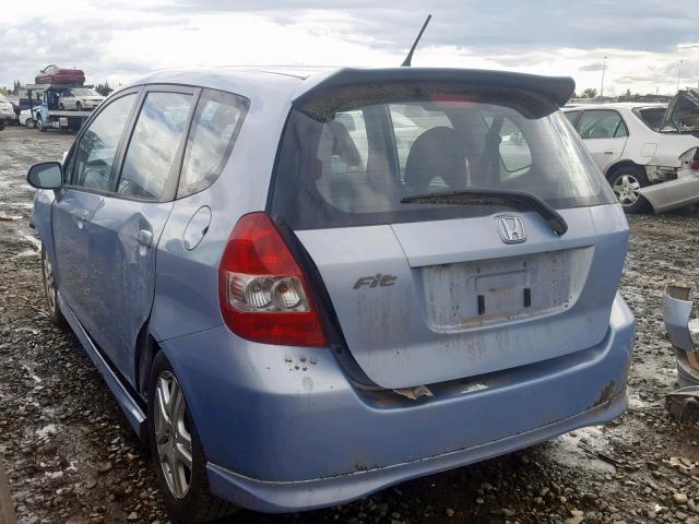 JHMGD38668S049375 - 2008 HONDA FIT SPORT BLUE photo 3