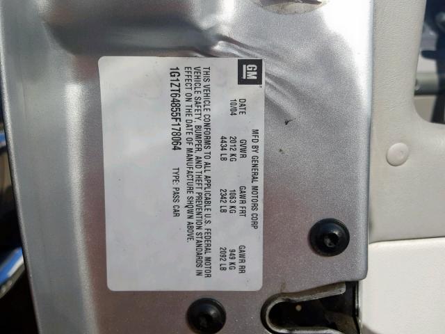 1G1ZT64855F178064 - 2005 CHEVROLET MALIBU MAX 银色 照片 10