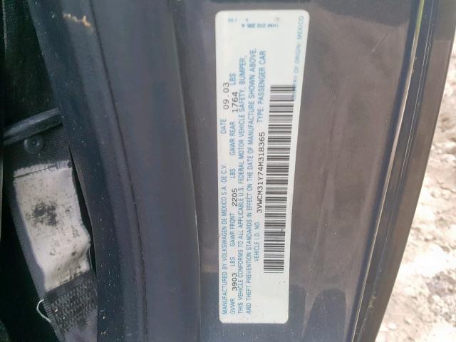 3VWCM31Y74M318365 - 2004 VOLKSWAGEN NEW BEETLE ნაცრისფერი ფოტო 10