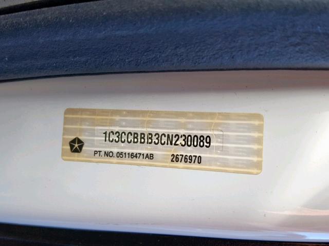 1C3CCBBB3CN230089 - 2012 CHRYSLER 200 TOURIN WHITE photo 10