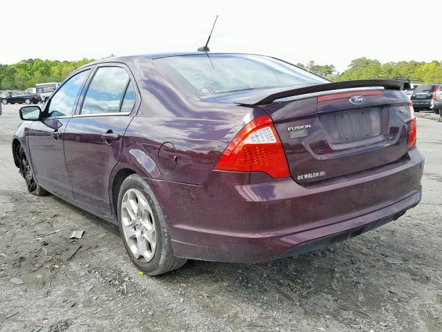 3FAHP0HA5BR285783 - 2011 FORD FUSION SE MAROON photo 3