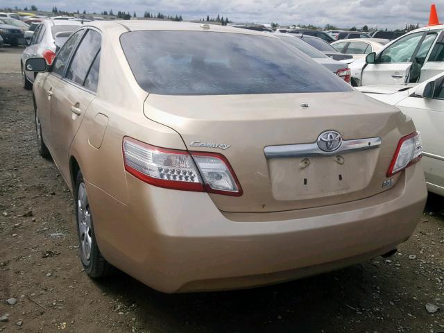 4T1BB3EK3AU124817 - 2010 TOYOTA CAMRY HYBR GOLD photo 3