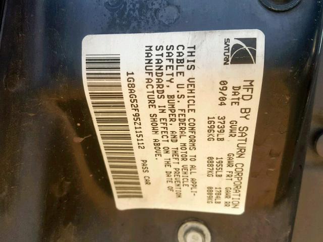 1G8AG52F95Z115112 - 2005 SATURN ION LEVEL RED photo 10