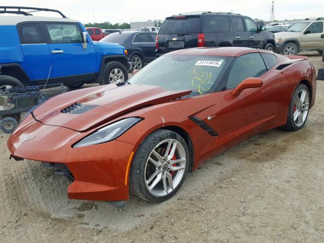 1G1YD2D70F5112117 - 2015 CHEVROLET CORVETTE S ORANGE photo 2