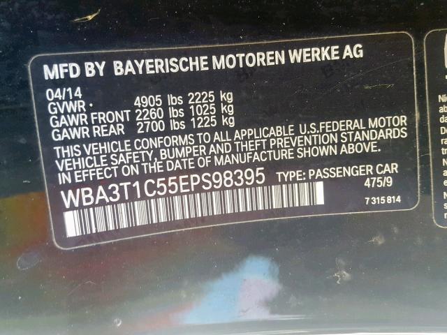 WBA3T1C55EPS98395 - 2014 BMW 428 XI SUL BLACK photo 10