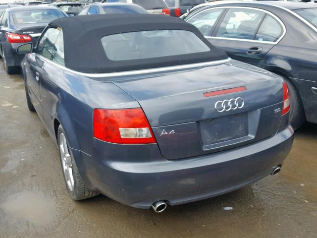 WAUAT48H45K007779 - 2005 AUDI A4 3.0 CAB GRAY photo 3