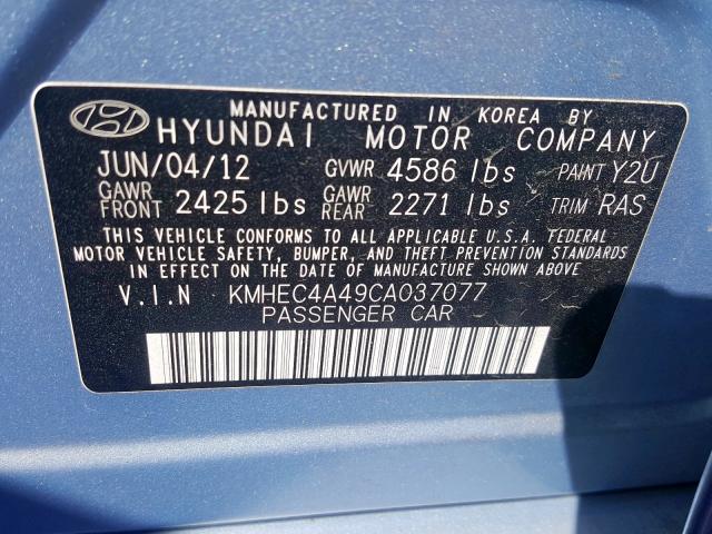 KMHEC4A49CA037077 - 2012 HYUNDAI SONATA HYBRID  photo 10