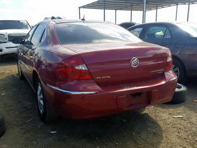 2G4WD582261213087 - 2006 BUICK LACROSSE C BURGUNDY photo 3